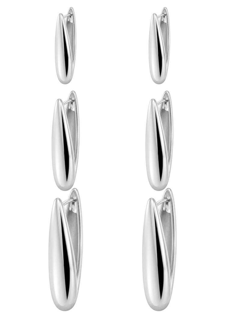 Trio de Brinco Folheado a Ouro 18k e Prata Design Gota Longa