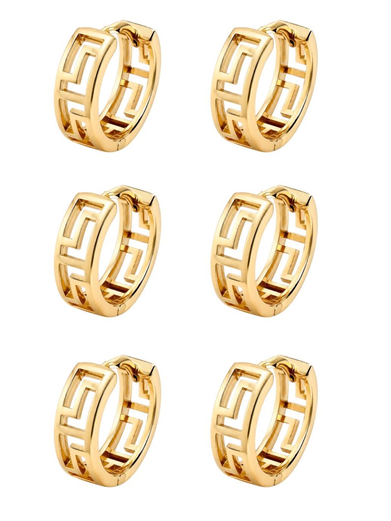 Trio de Brinco Folheado a Ouro 18k e Prata Design Moderno Vazado
