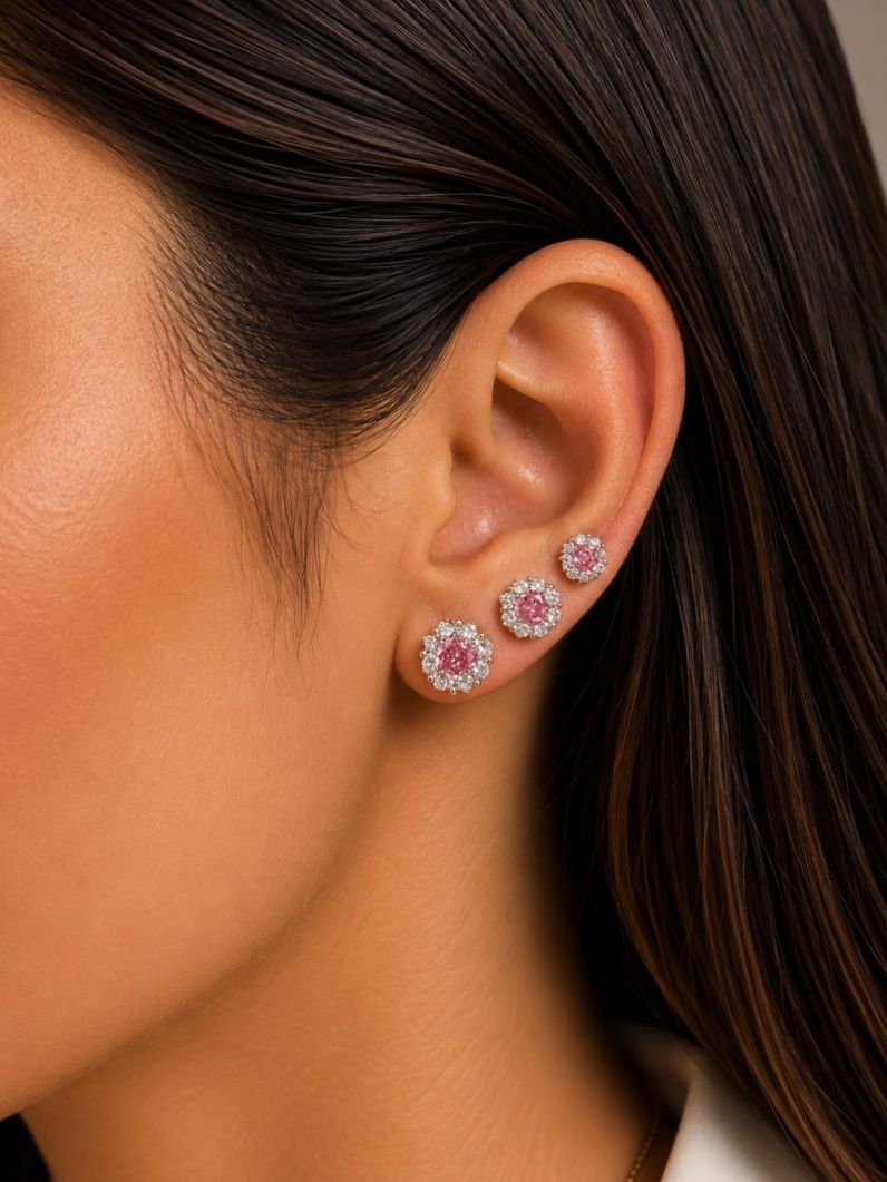 Trio de Brinco Folheado a Ouro 18k e Prata Flor Maxi de Cristais