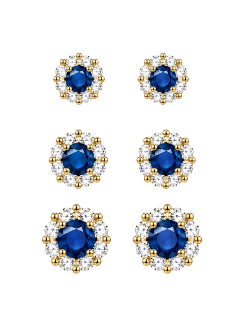 Trio de Brinco Folheado a Ouro 18k e Prata Flor Maxi de Cristais