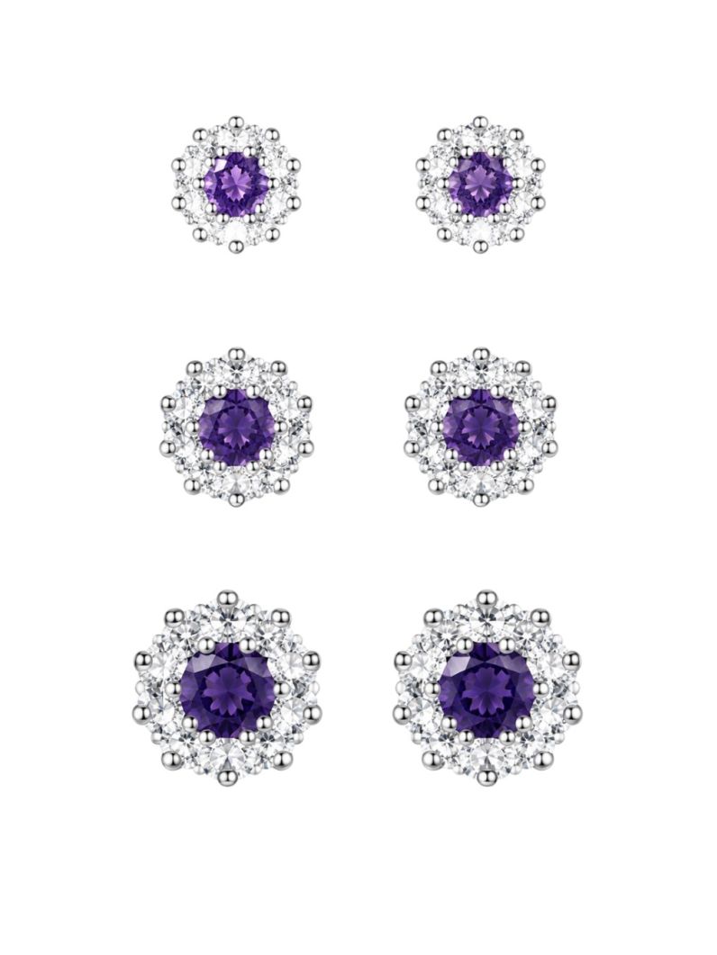 Trio de Brinco Folheado a Ouro 18k e Prata Flor Maxi de Cristais