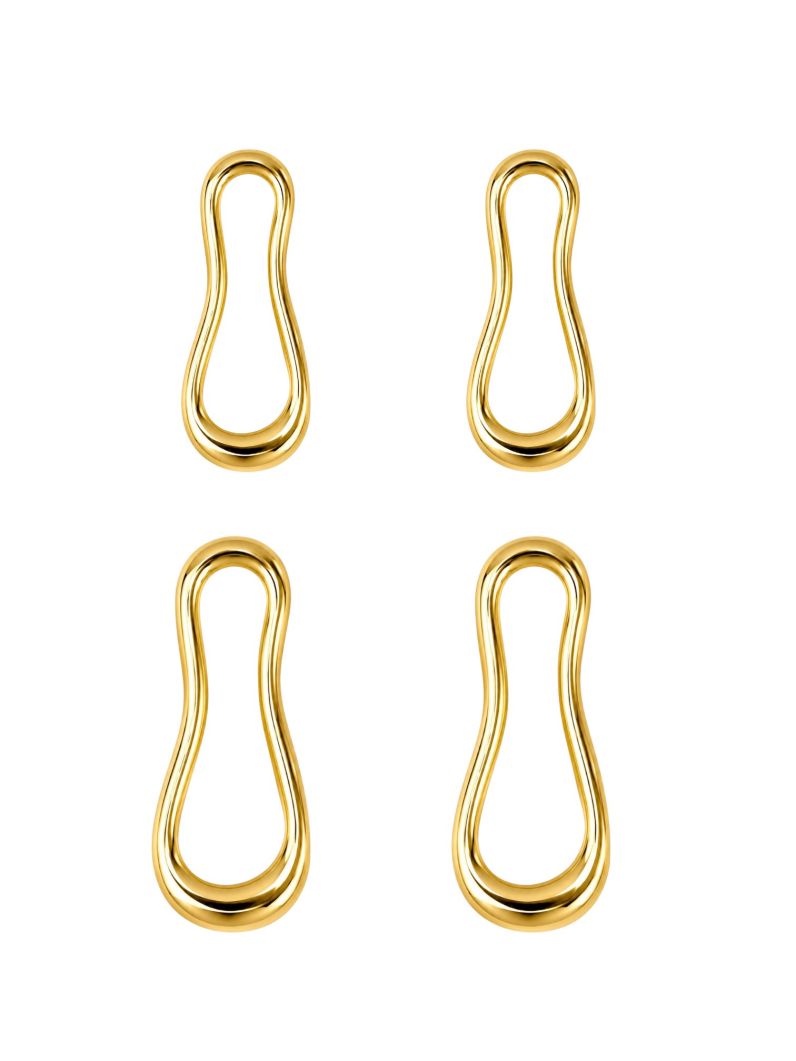Trio de Brinco Folheado a Ouro 18k e Prata Forma Organica
