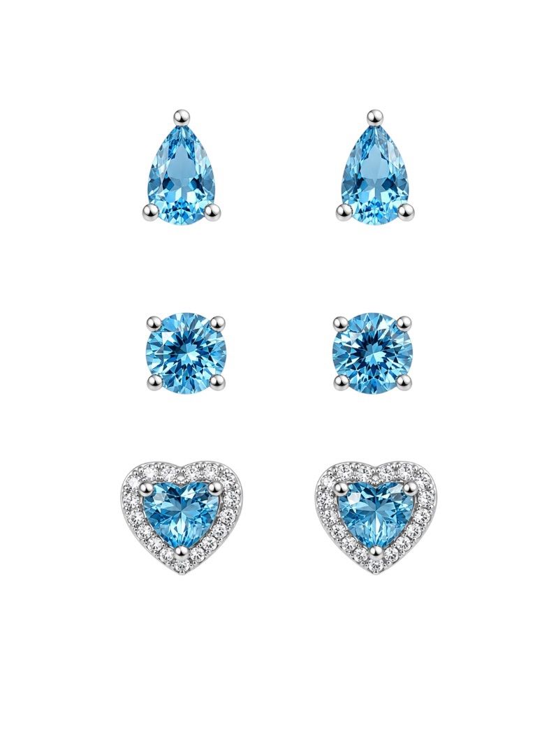 Trio de Brinco Folheado a Ouro 18k e Prata Formas de Cristal