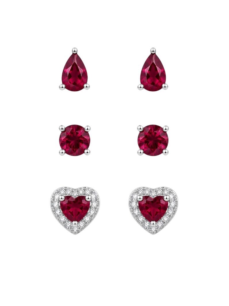 Trio de Brinco Folheado a Ouro 18k e Prata Formas de Cristal