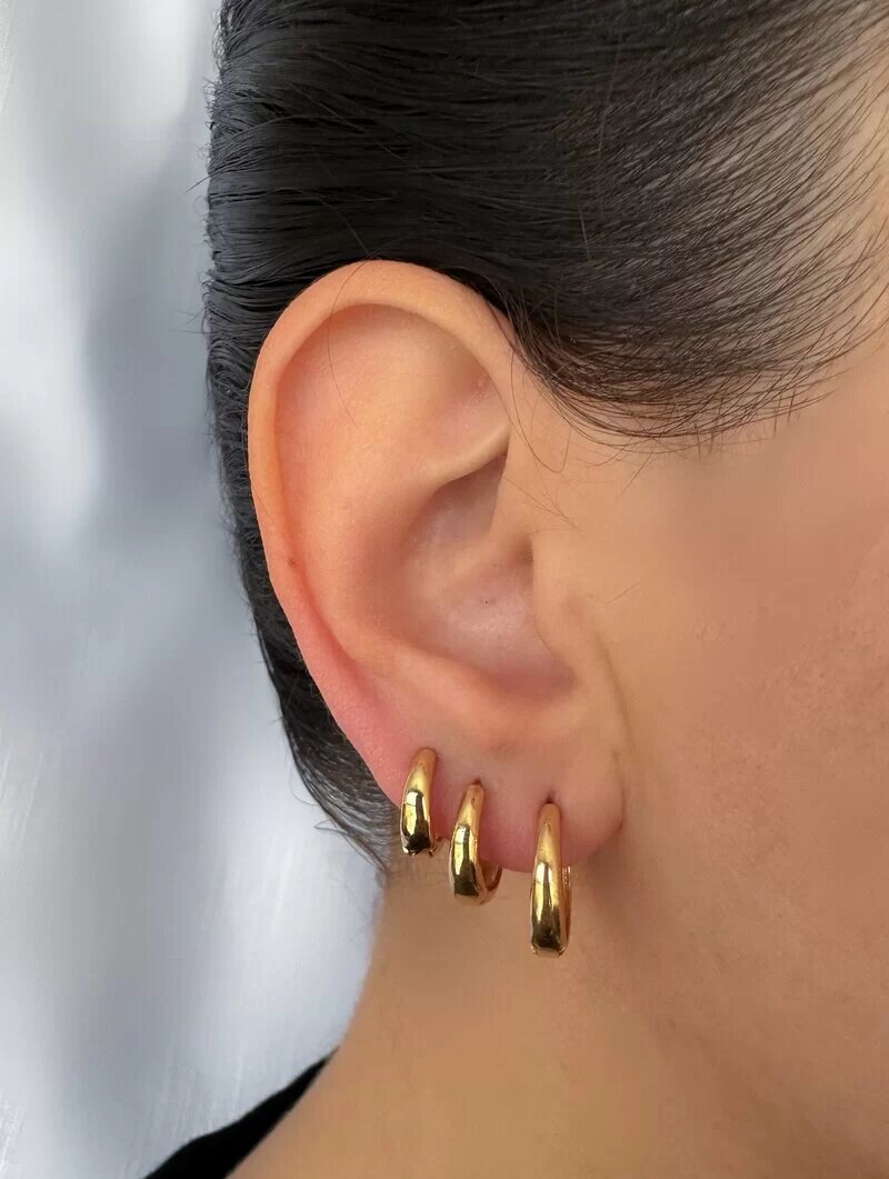 Trio De Brinco Folheado a ouro 18k e Prata Gota Lisa