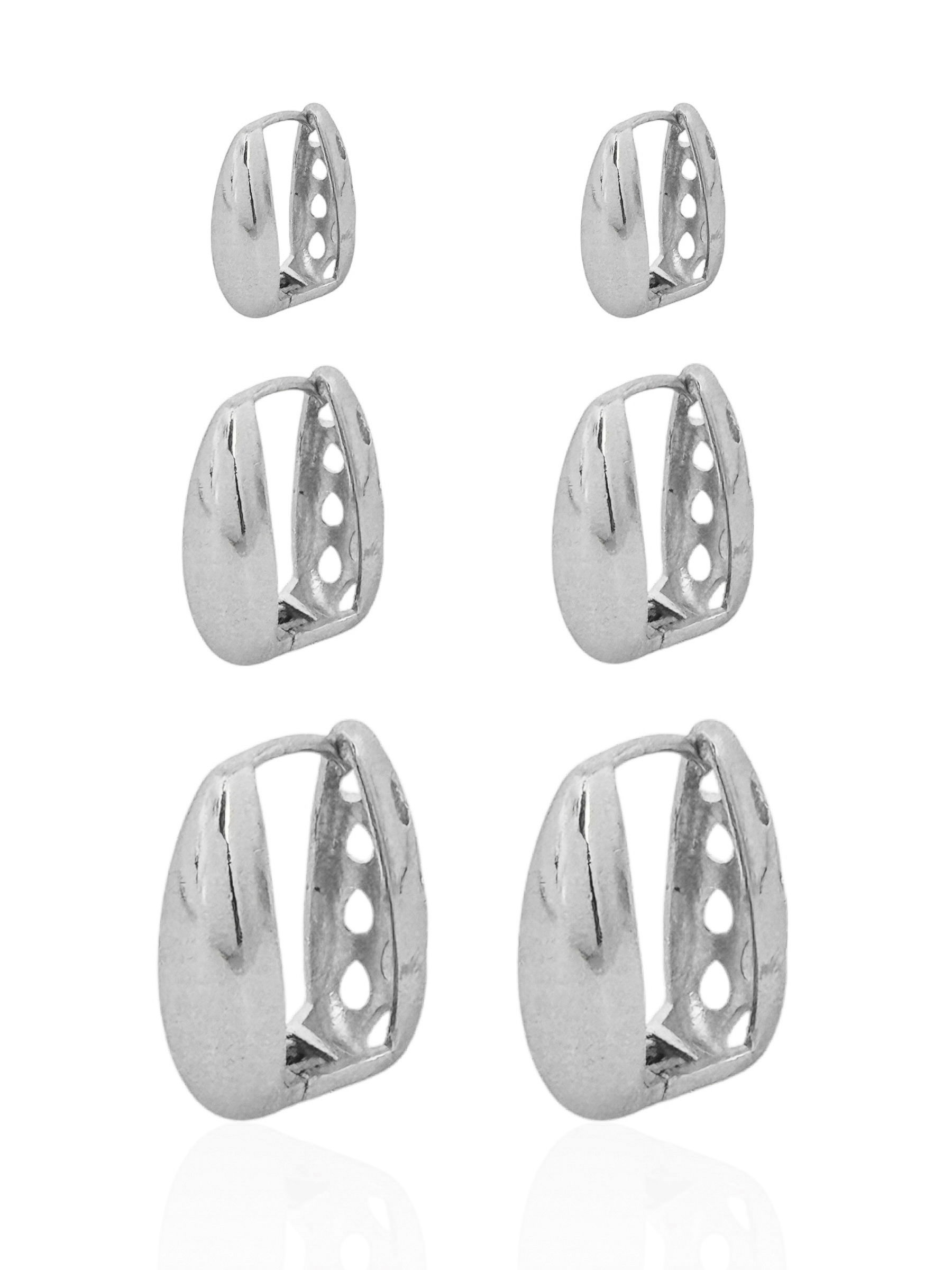 Trio de Brinco Folheado a Ouro 18k e Prata Gota Lisa