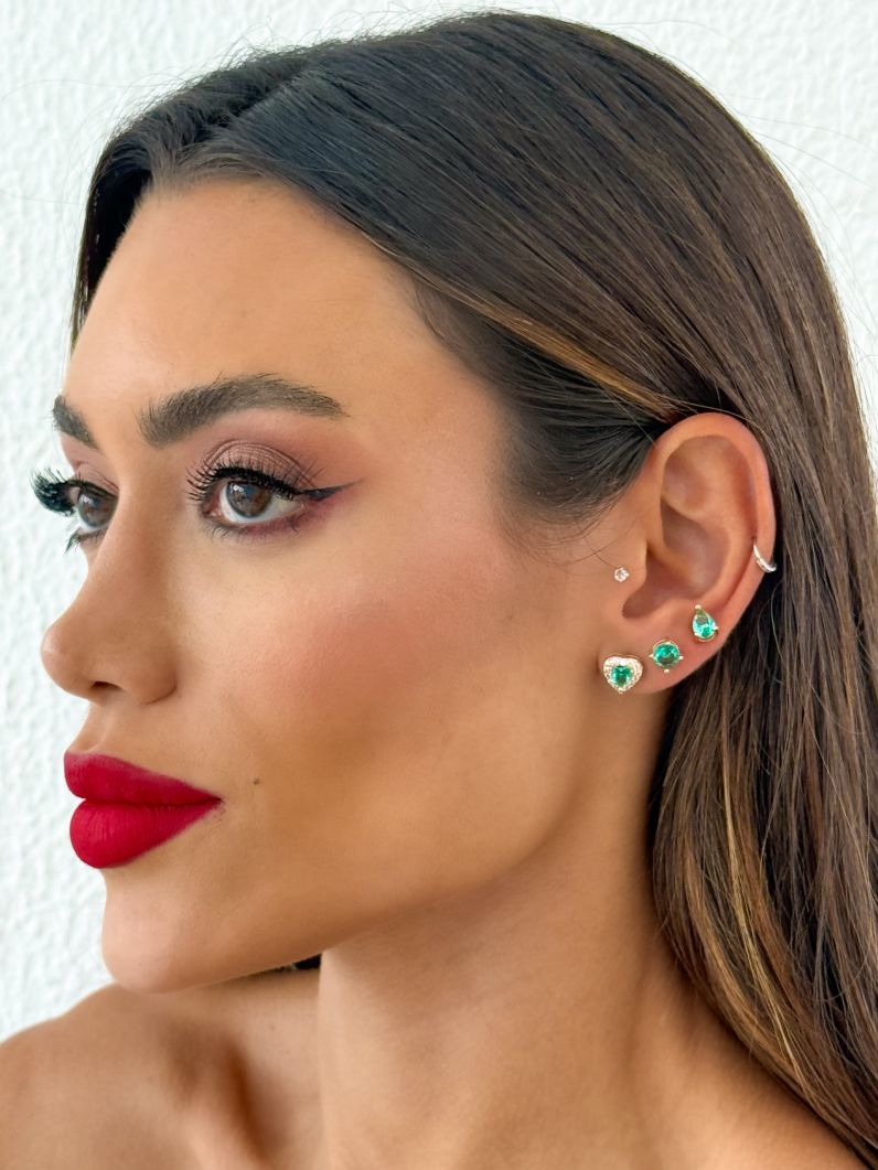 Trio de Brinco Folheado a Ouro 18k e Prata Gota, Ponto de Luz e Coração