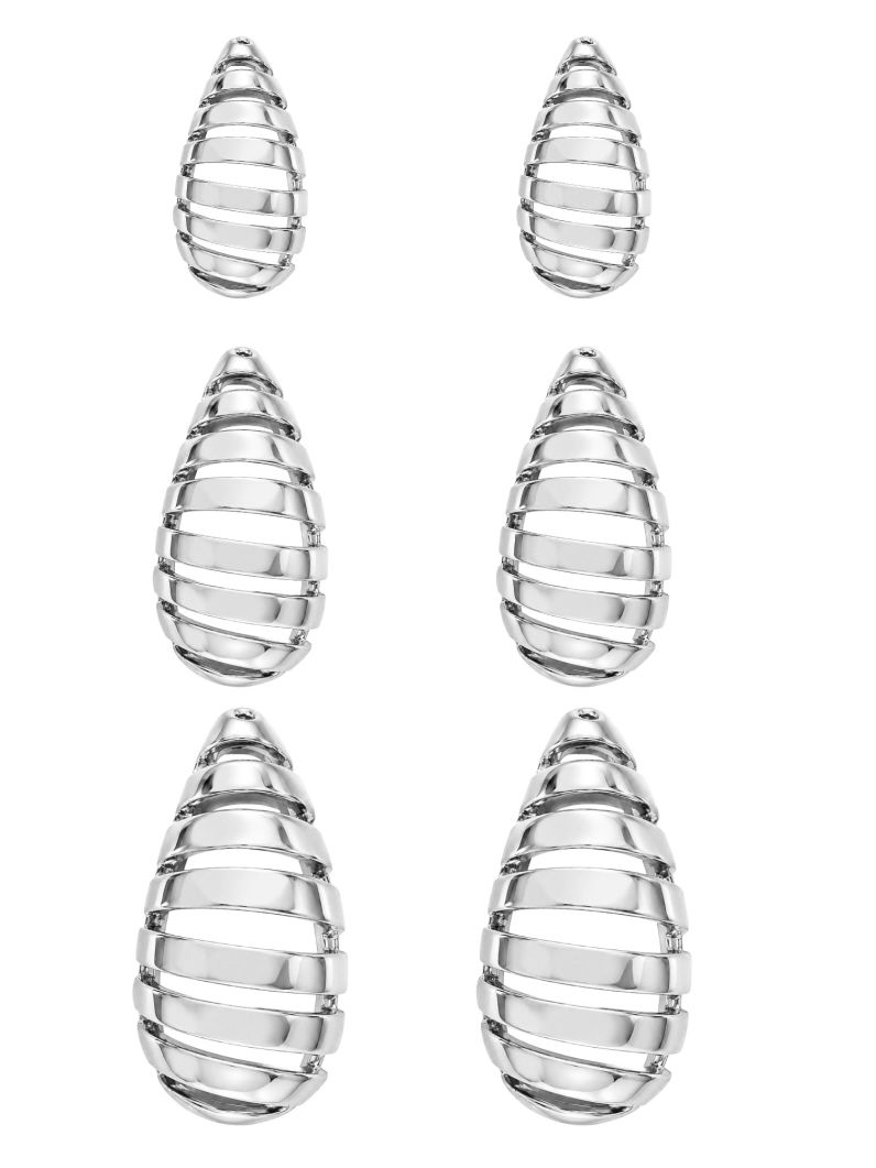 Trio de Brinco Folheado a Ouro 18k e Prata Gotas Design Vazado