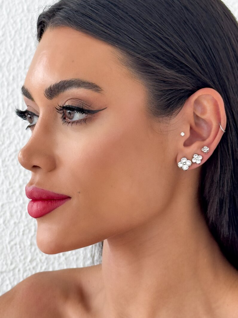 Trio De Brinco Folheado a Ouro 18k e Prata Inspiração Com Zircônia