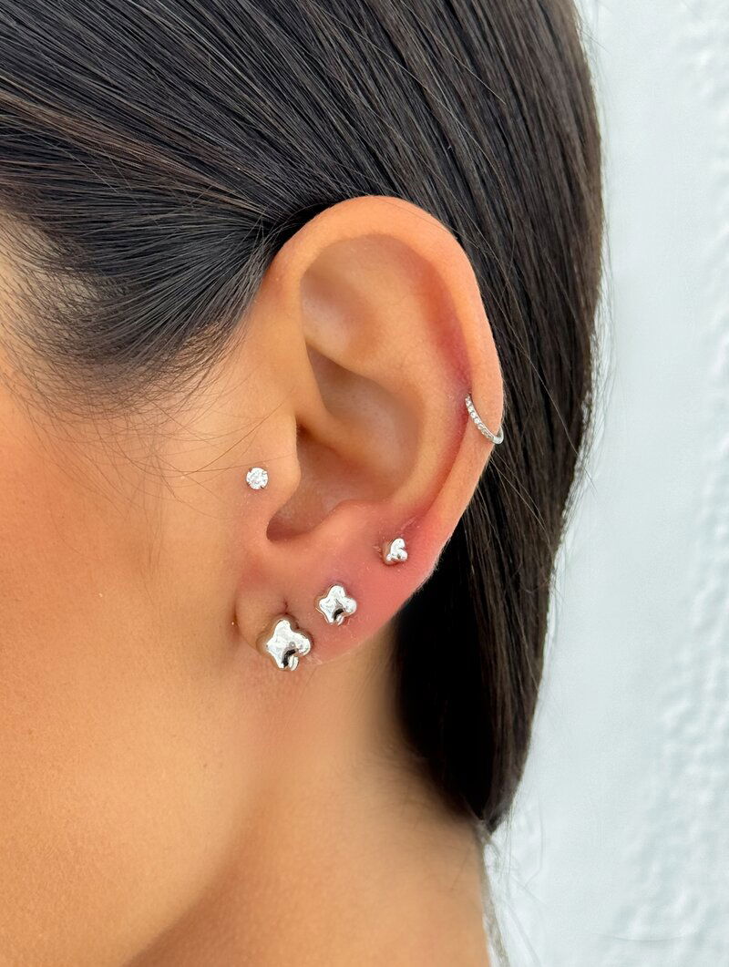 Trio de Brinco Folheado a Ouro 18k e Prata Inspiração Joalheria Liso