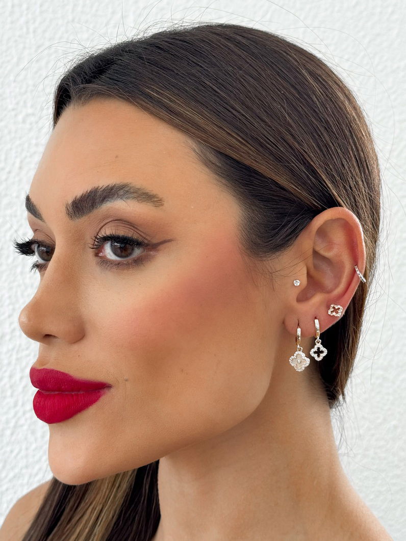 Trio de Brinco Folheado a Ouro 18k e Prata Inspiração Vg. Cravejado