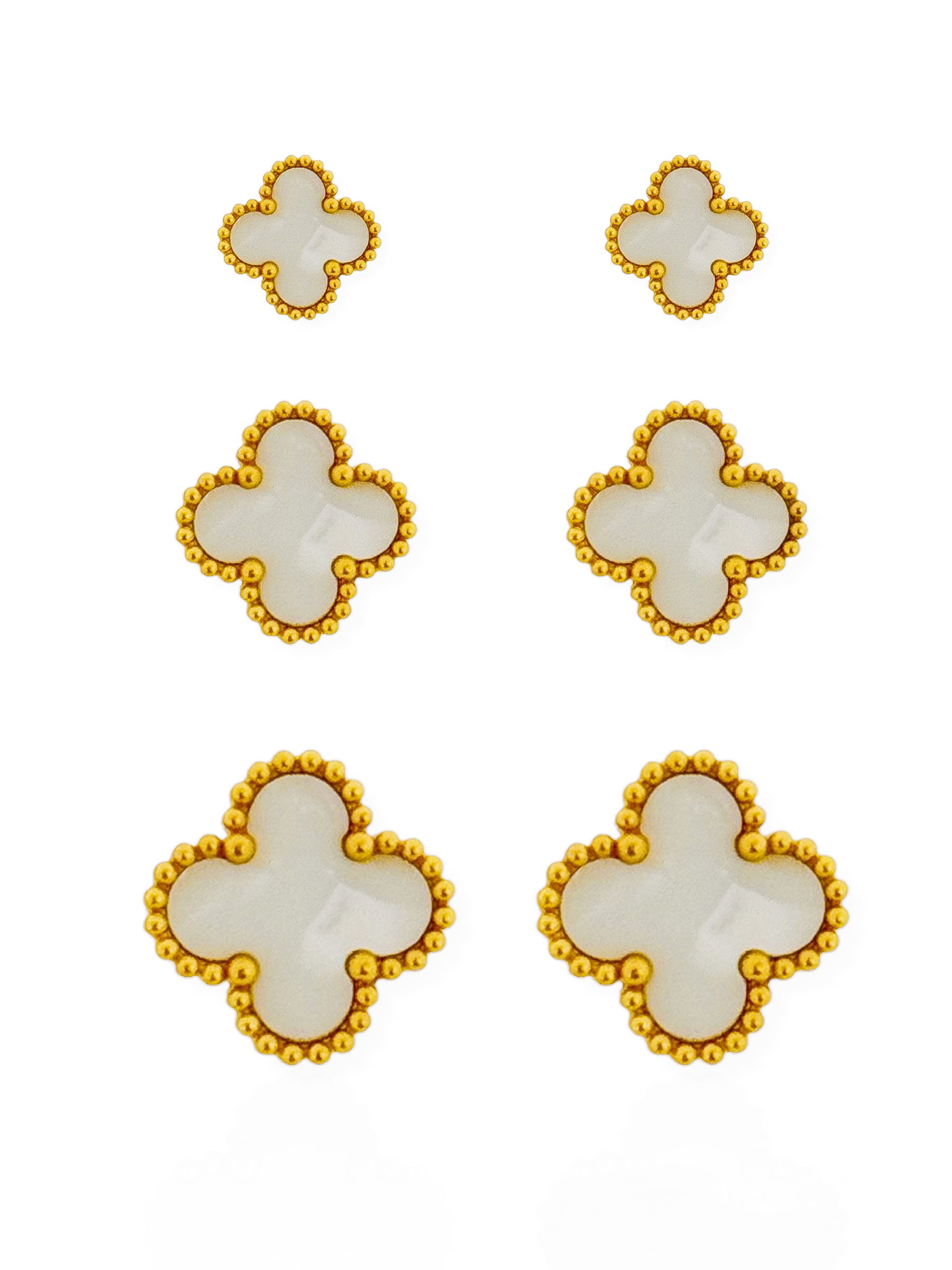 Trio de Brinco Folheado a Ouro 18k e Prata Inspiração Vg. Resinado Aço inoxidável