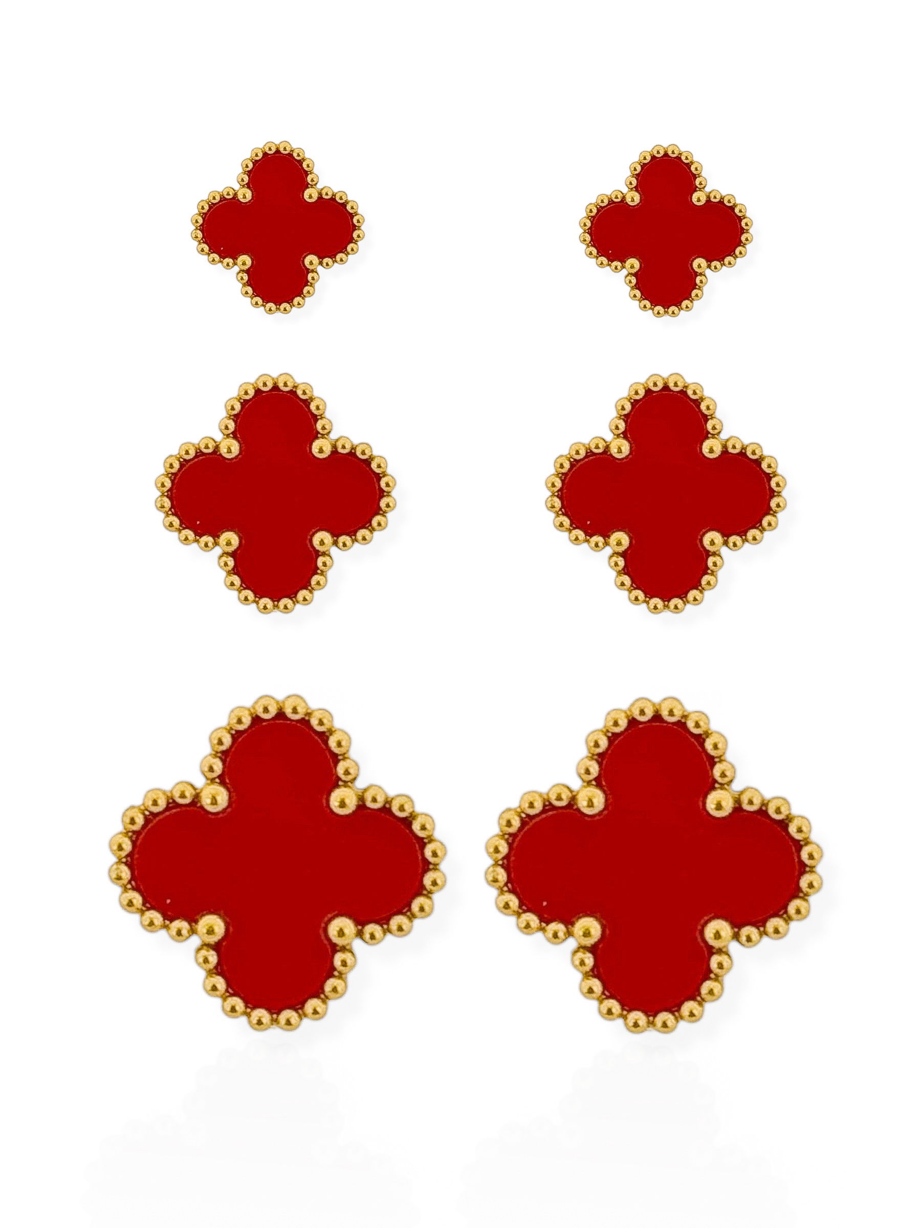 Trio de Brinco Folheado a Ouro 18k e Prata Inspiração Vg. Resinado Aço inoxidável