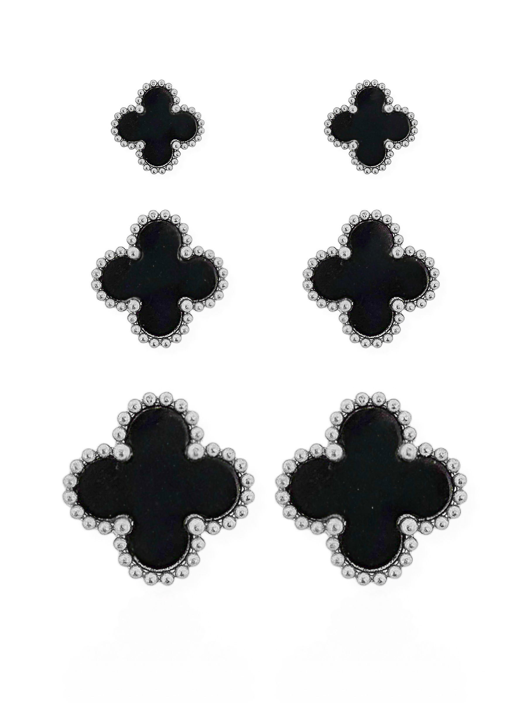 Trio de Brinco Folheado a Ouro 18k e Prata Inspiração Vg. Resinado Aço inoxidável