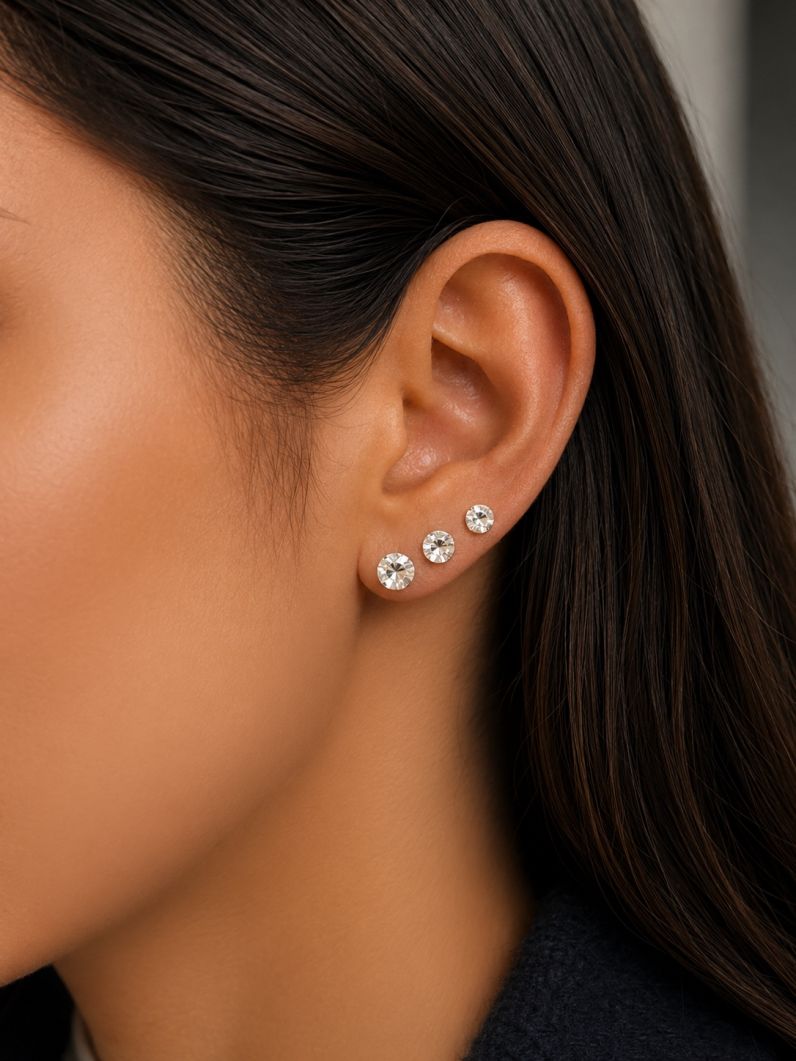 Trio de Brinco Folheado a Ouro 18k e Prata Pontos de Luz