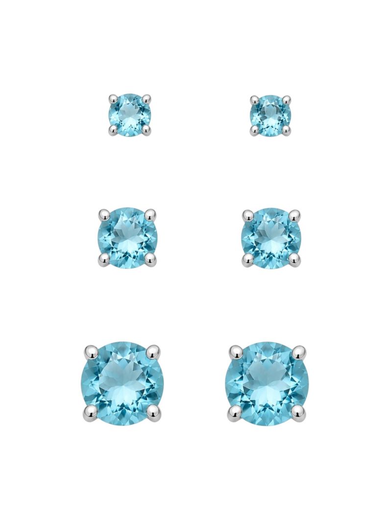Trio de Brinco Folheado a Ouro 18k e Prata Zircônias Coloridas
