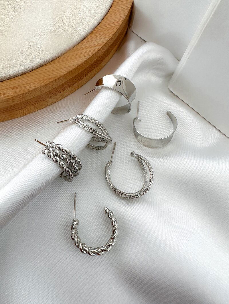 Trio de Brincos Folheado a Ouro 18k Argolas