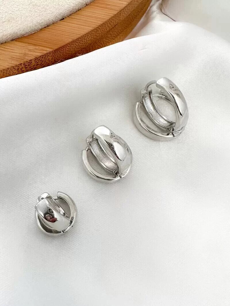 Trio de brincos Folheado a Ouro 18k e Prata Argola Grossa com Fecho