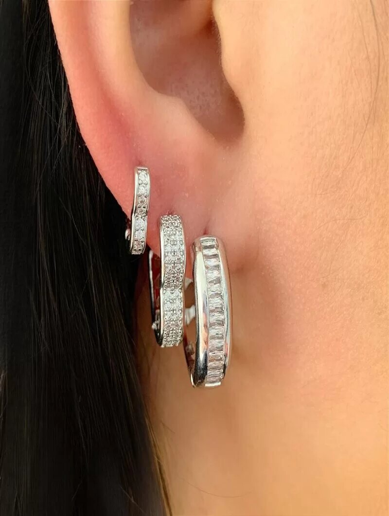 Trio de Brincos Folheado a Ouro 18k e Prata Argolas e Corações