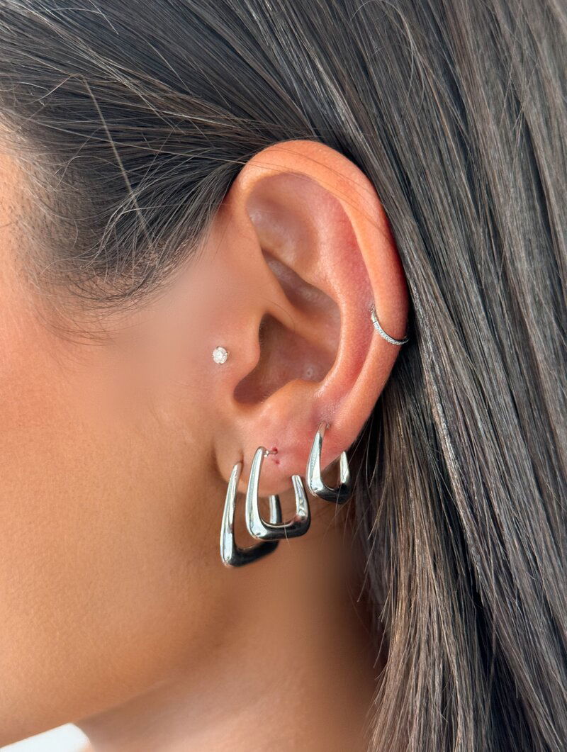 Trio de Brincos Folheado a Ouro 18k e Prata Argolas Lisas