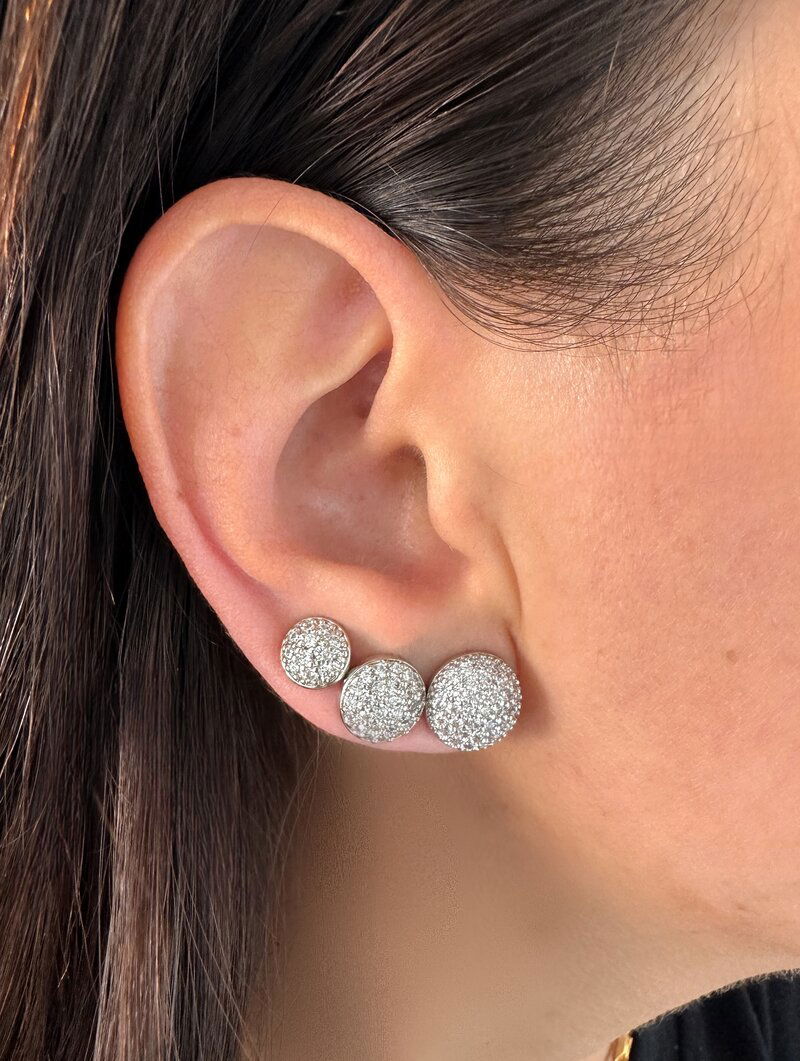 Trio de Brincos Folheado a Ouro 18k e Prata Circulos Cravejados