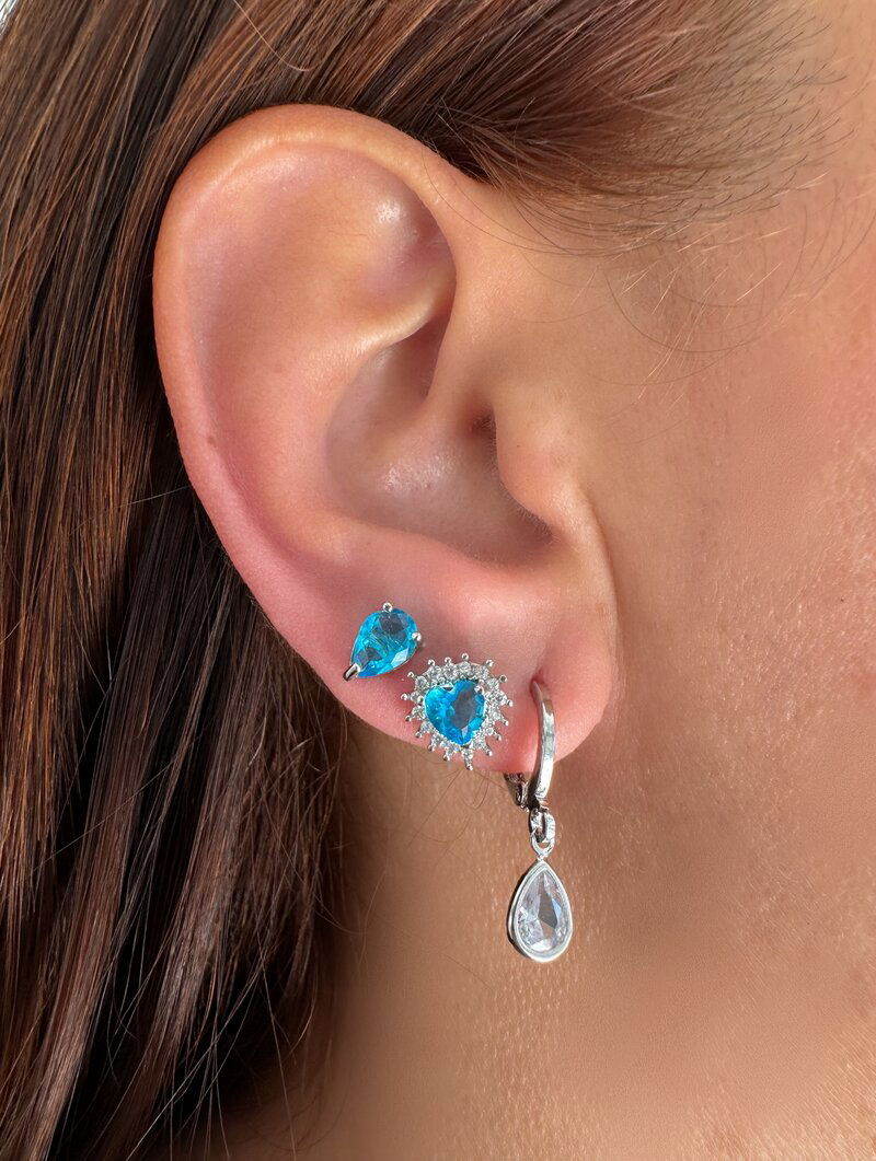 Trio de Brincos Folheado a Ouro 18k e Prata Coração, Gota e Argolinha