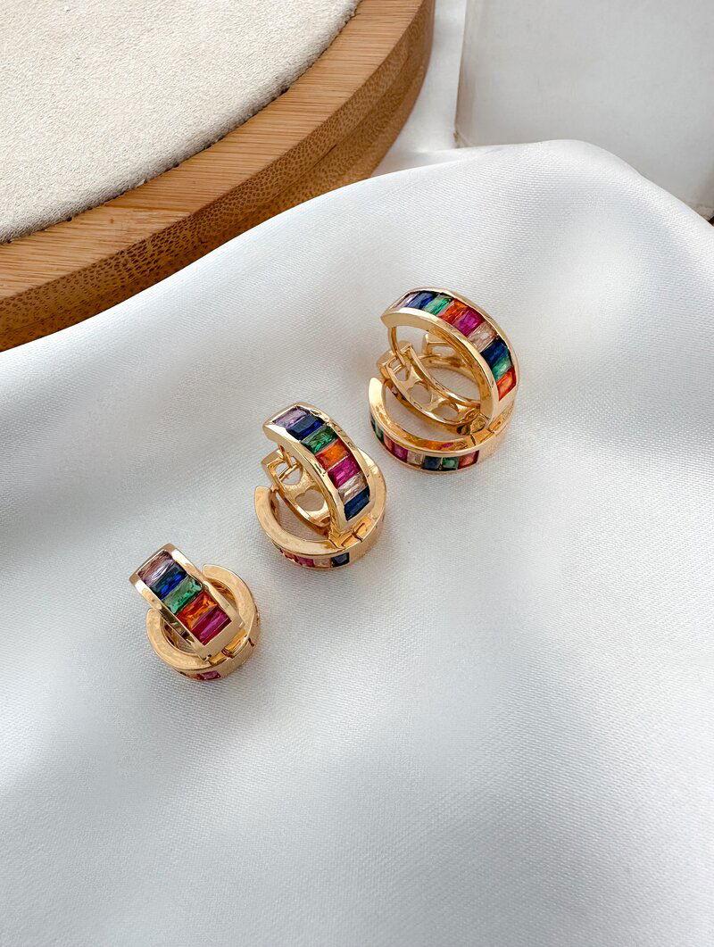 Trio de Brincos Folheados a Ouro 18k e Prata Argolas com Navetes