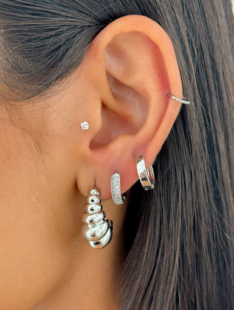 Trio de Brincos Folheados a Ouro 18k e Prata Argolas Diversas