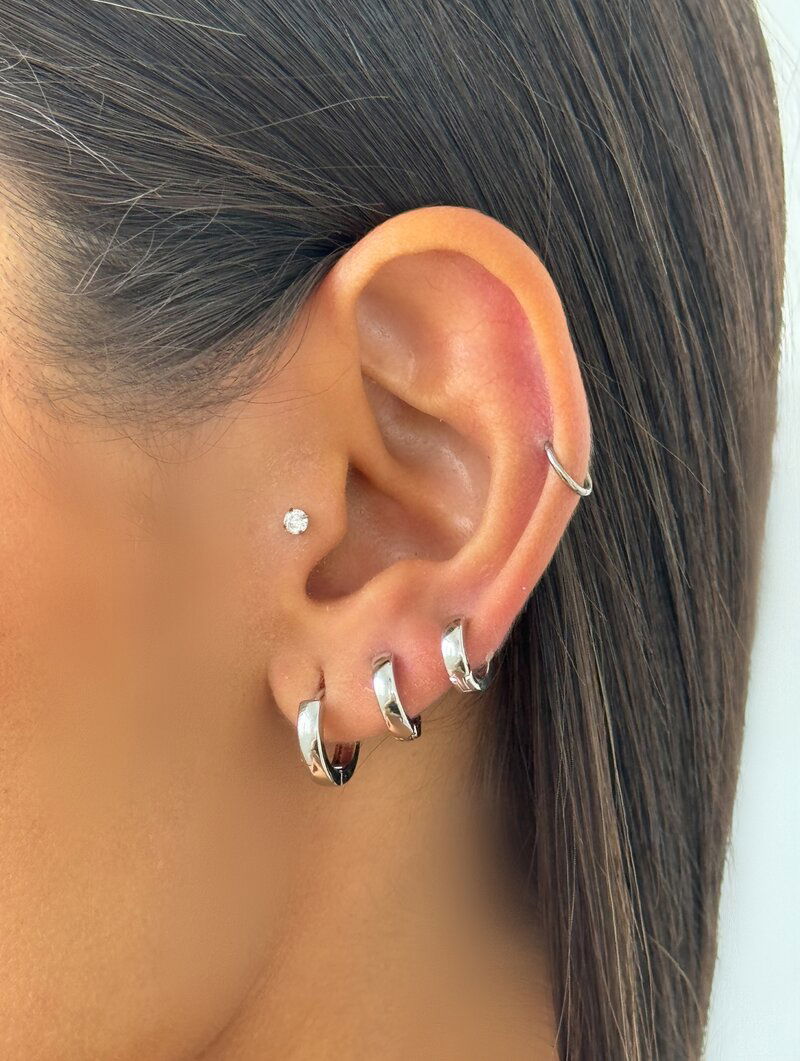 Trio de Brincos Folheados a Ouro 18k e Prata Argolinhas Lisas