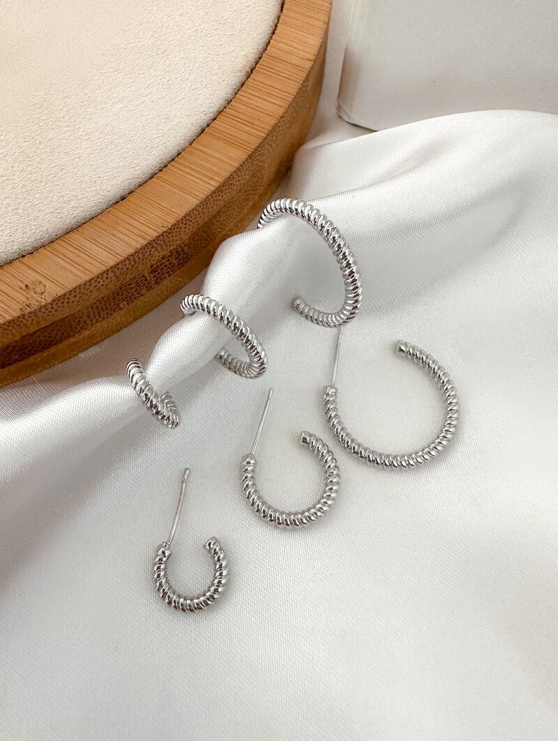 Trio de Brincos Folheados a Ouro 18k e Prata Argolinhas Torcidas