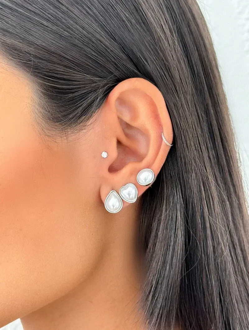 Trio de Brincos Folheados a Ouro 18k e Prata Pérolas Formatos Diversos