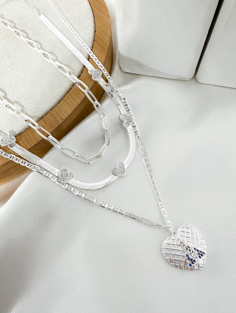 Trio de Joinhas Folheado a Ouro 18k e Prata 925 Coração Nossa Senhora