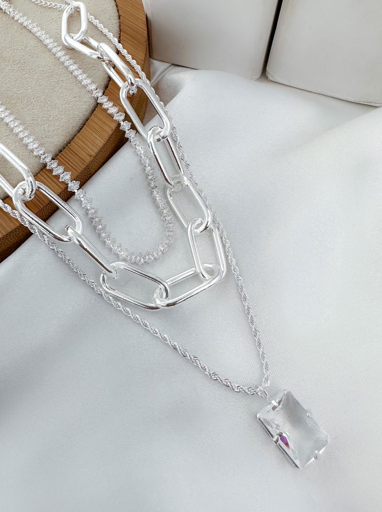 trio de joinhas folheado a ouro 18k e prata 925 elos, cordão baiano, zircônias com pingente pedraria