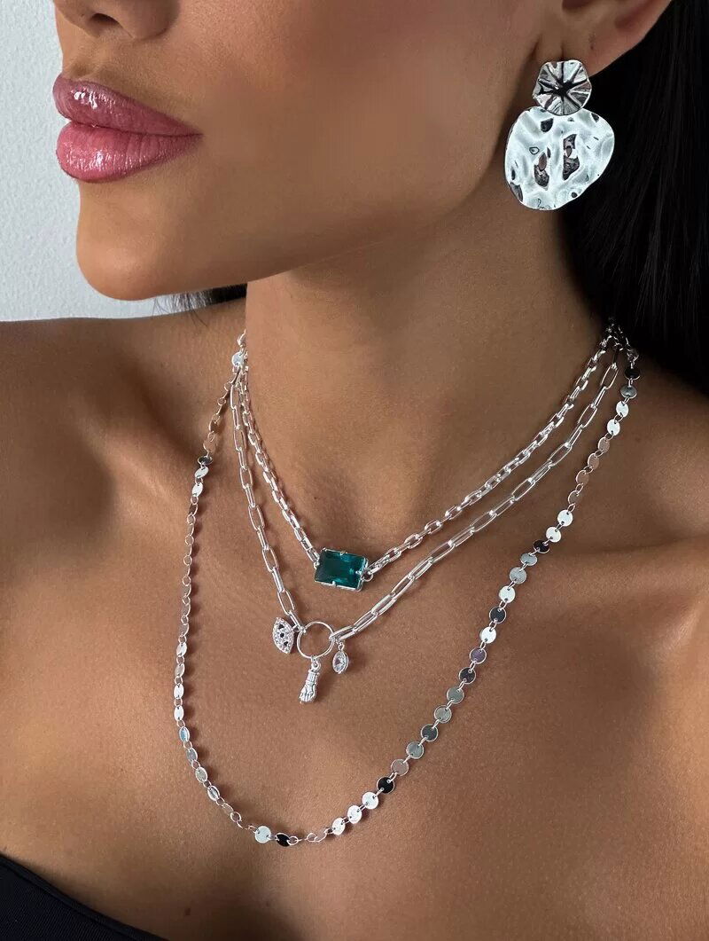 Trio de Joinhas Folheado a Ouro 18k e Prata 925 Elos com Pedra de Zircônia e Olho Grego