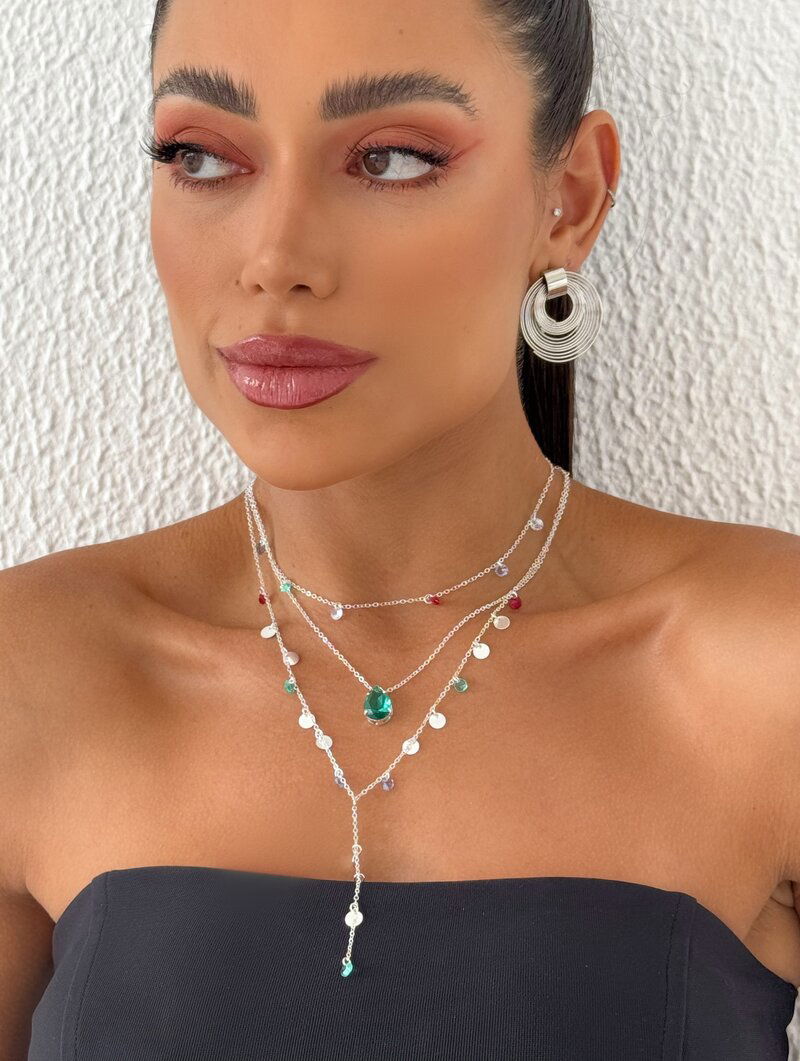 Trio de Joinhas Folheado a Ouro 18k e Prata Chapinhas, Cristais e Gota de Zircônia