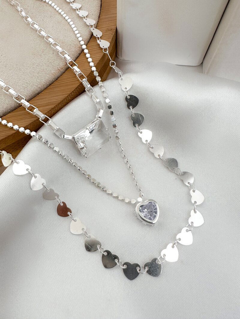 Trio de Joinhas Folheado a Ouro 18k e Prata Chapinhas de Corações e Zircônias