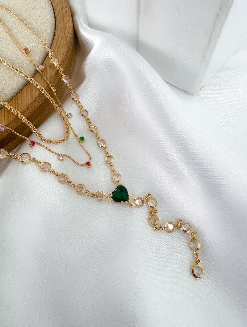 Trio de Joinhas Folheado a Ouro 18k e Prata Cordão Baiano com Zircônias