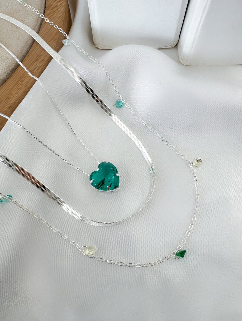 Trio de Joinhas Folheado a Ouro 18k e Prata Fita Laminada com Cristais e Coração