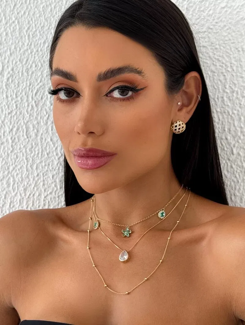 Trio de Joinhas Folheado a Ouro 18k e Prata Gota e Flor de Zircônia